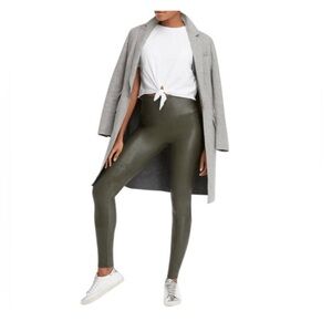 SPANX Olive Faux Leather Leggings